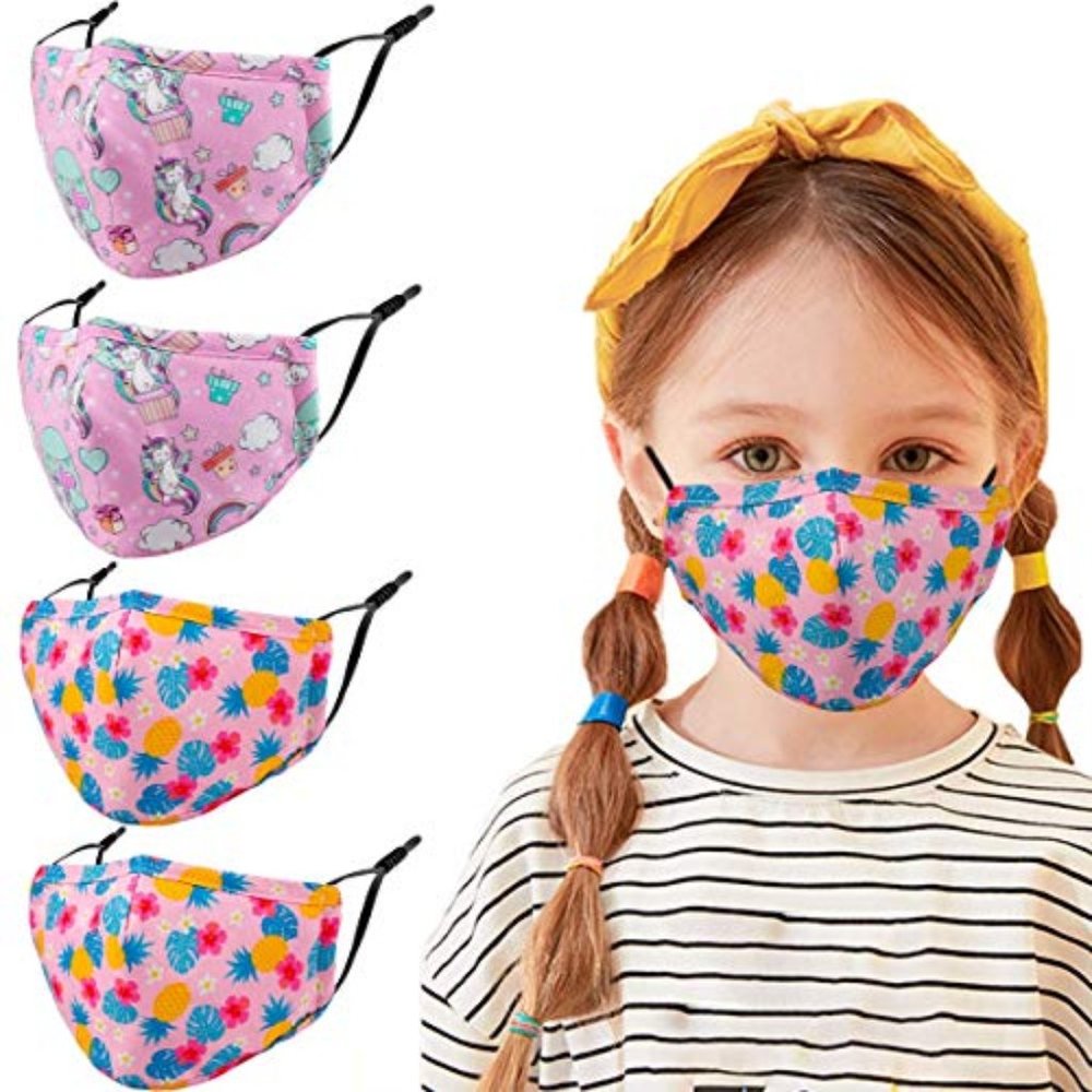 Girl's  Reusable Cotton Facemask  4 Pack